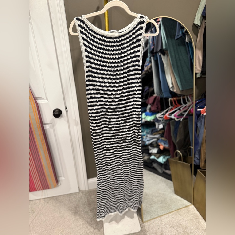 Abercrombie & Fitch Black and White Crochet Maxi Dress Cover Up